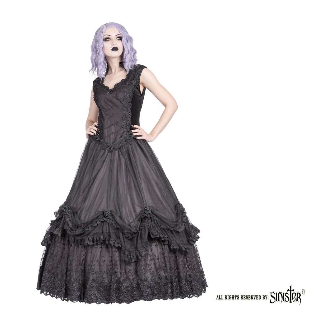 Sinister - 1080 Langes Kleid - Schwarz